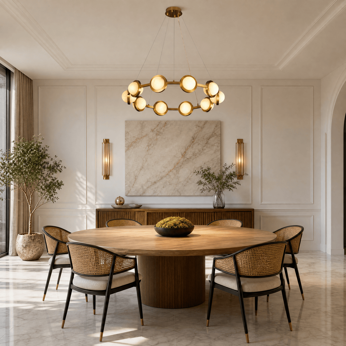 Catena Modern Alabaster Ring Chandelier - D600×H160Blushlighting
