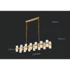 CAURIS ALABASTER LINEAR CHANDELIER 33.5" 39.4" 47.2"L-Chandeliers-Blushlighting-Blushlighting