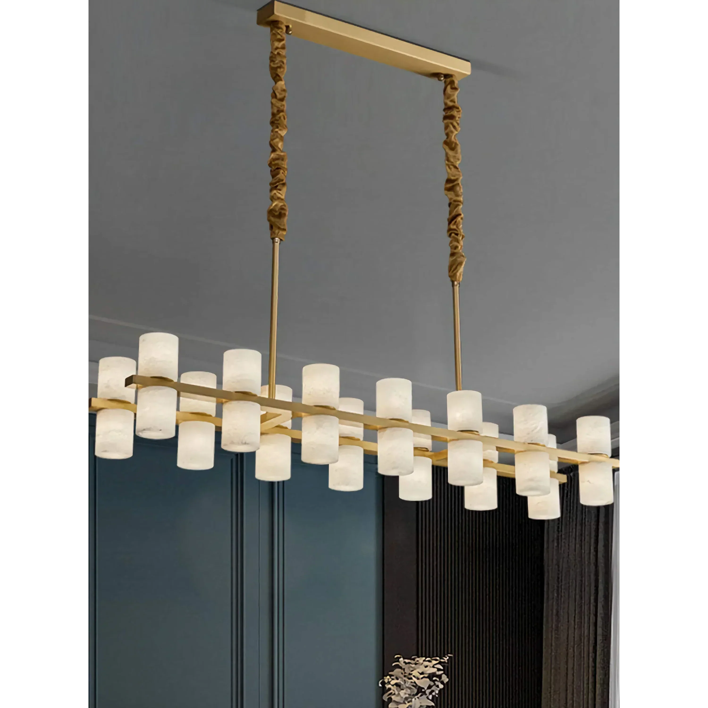 CAURIS ALABASTER LINEAR CHANDELIER 33.5" 39.4" 47.2"L-Chandeliers-Blushlighting-Blushlighting