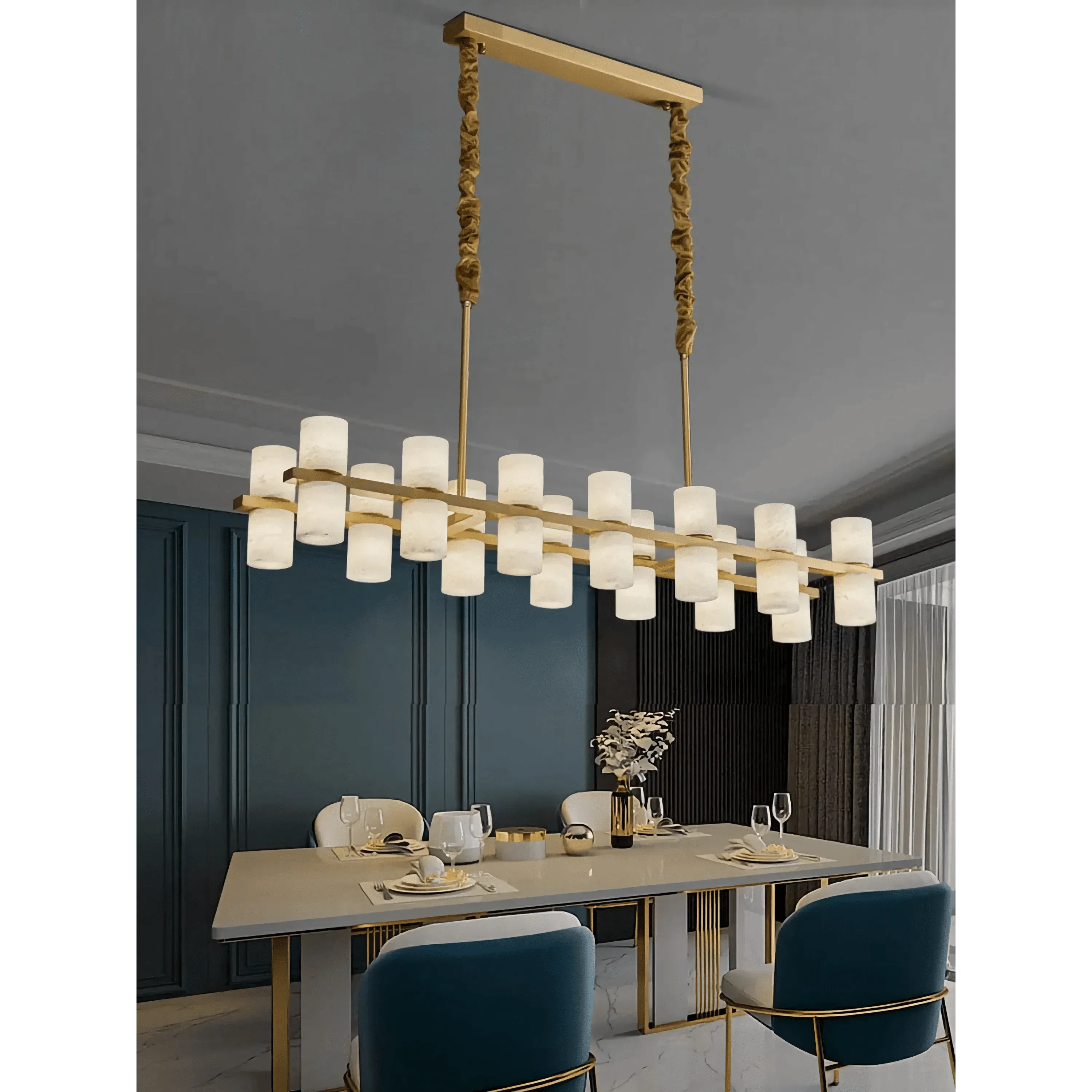 CAURIS ALABASTER LINEAR CHANDELIER 33.5" 39.4" 47.2"L - 120 cm / 47.2"Blushlighting