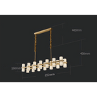 CAURIS ALABASTER LINEAR CHANDELIER 33.5" 39.4" 47.2"L - 120 cm / 47.2"Blushlighting