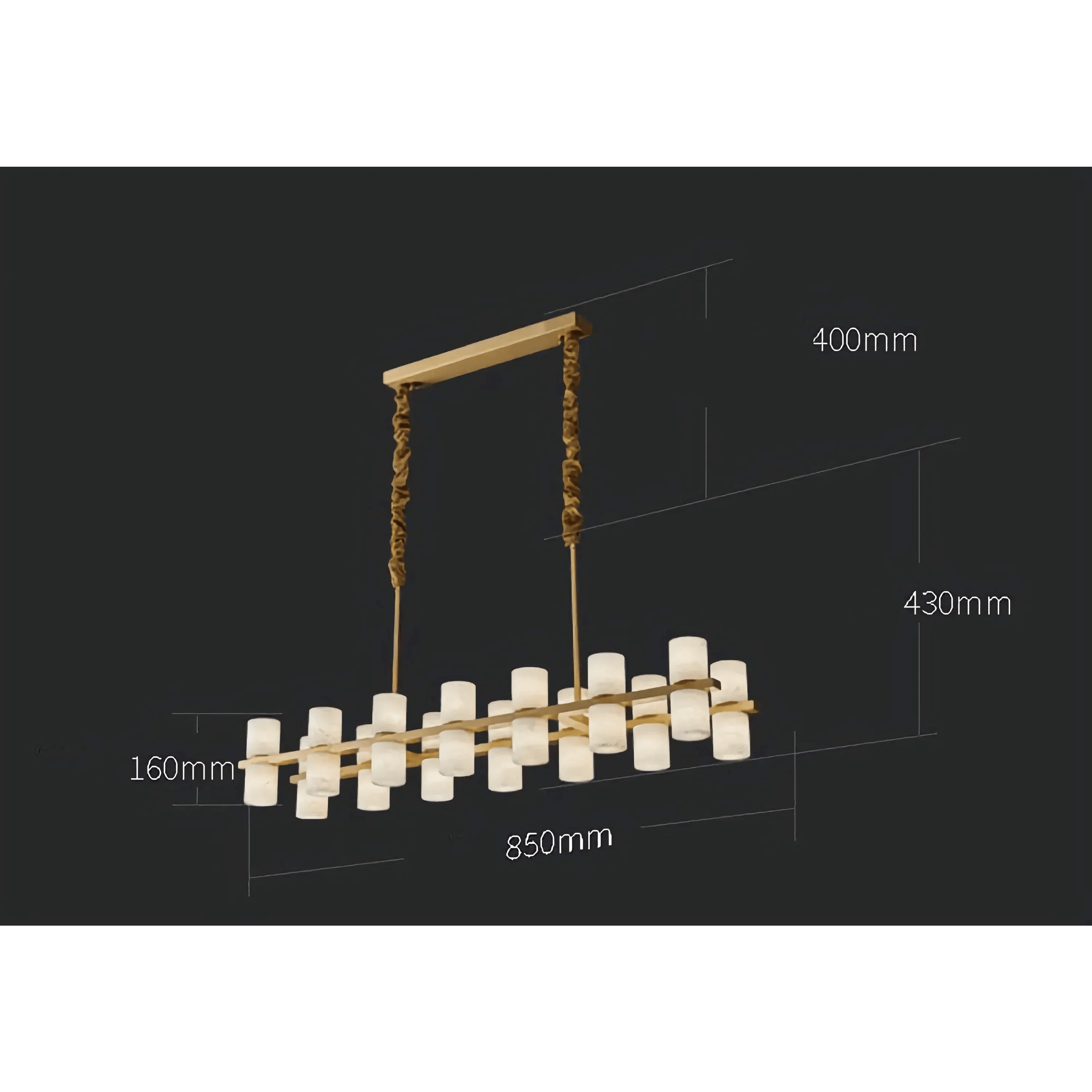 CAURIS ALABASTER LINEAR CHANDELIER 33.5" 39.4" 47.2"L - 120 cm / 47.2"Blushlighting