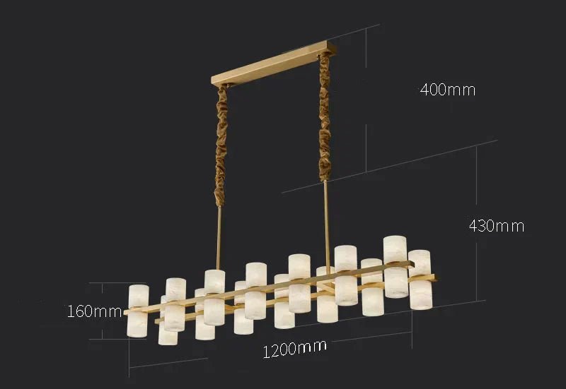 CAURIS ALABASTER LINEAR CHANDELIER 33.5" 39.4" 47.2"L - 120 cm / 47.2"Blushlighting