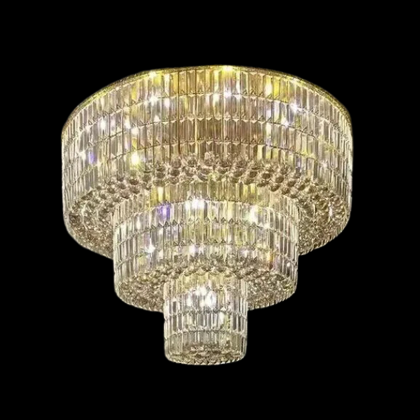 Extra Large GBUd Flush Mount Crystal Light Round 3-layers Decorative Living Room/Dining Room Light Fixture