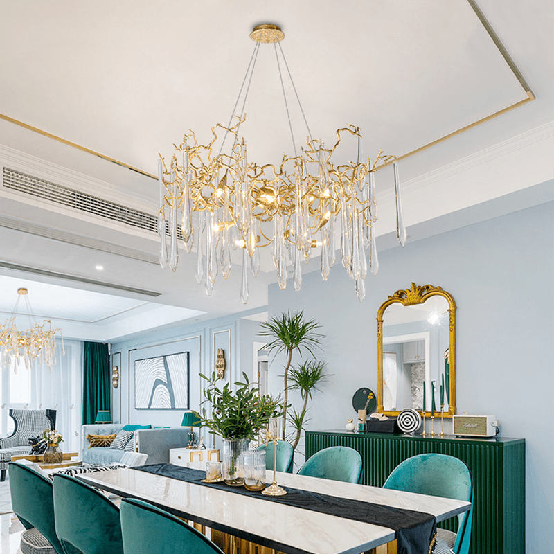Cecily Modern Crystal Branch Chandelier - 23.62“ diamBlushlighting
