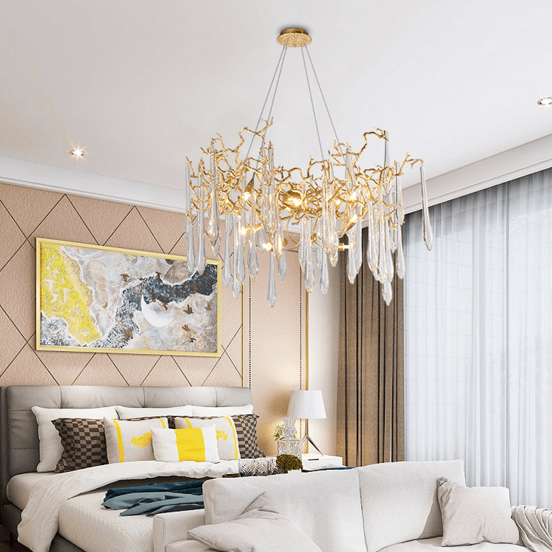 Cecily Modern Crystal Branch Chandelier - 23.62“ diamBlushlighting
