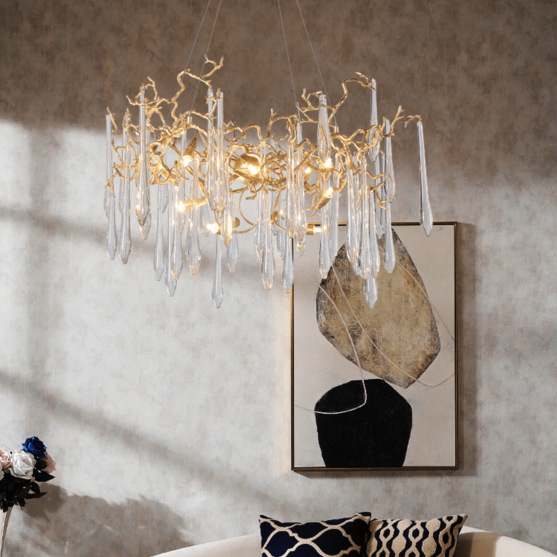 Cecily Modern Crystal Branch Chandelier - 23.62“ diamBlushlighting