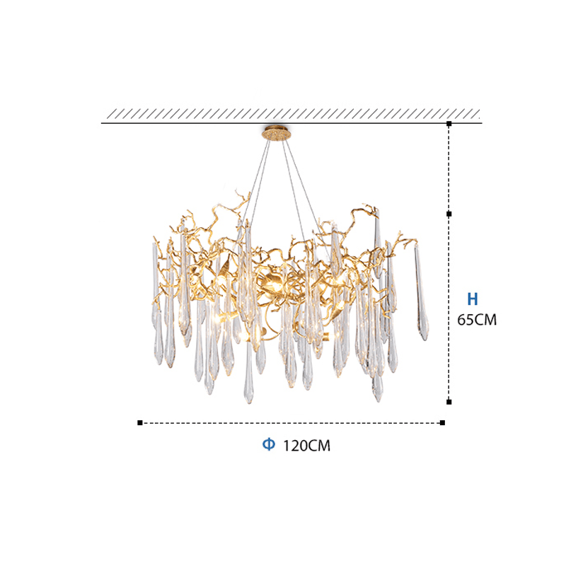 Cecily Modern Crystal Branch Chandelier - 23.62“ diamBlushlighting