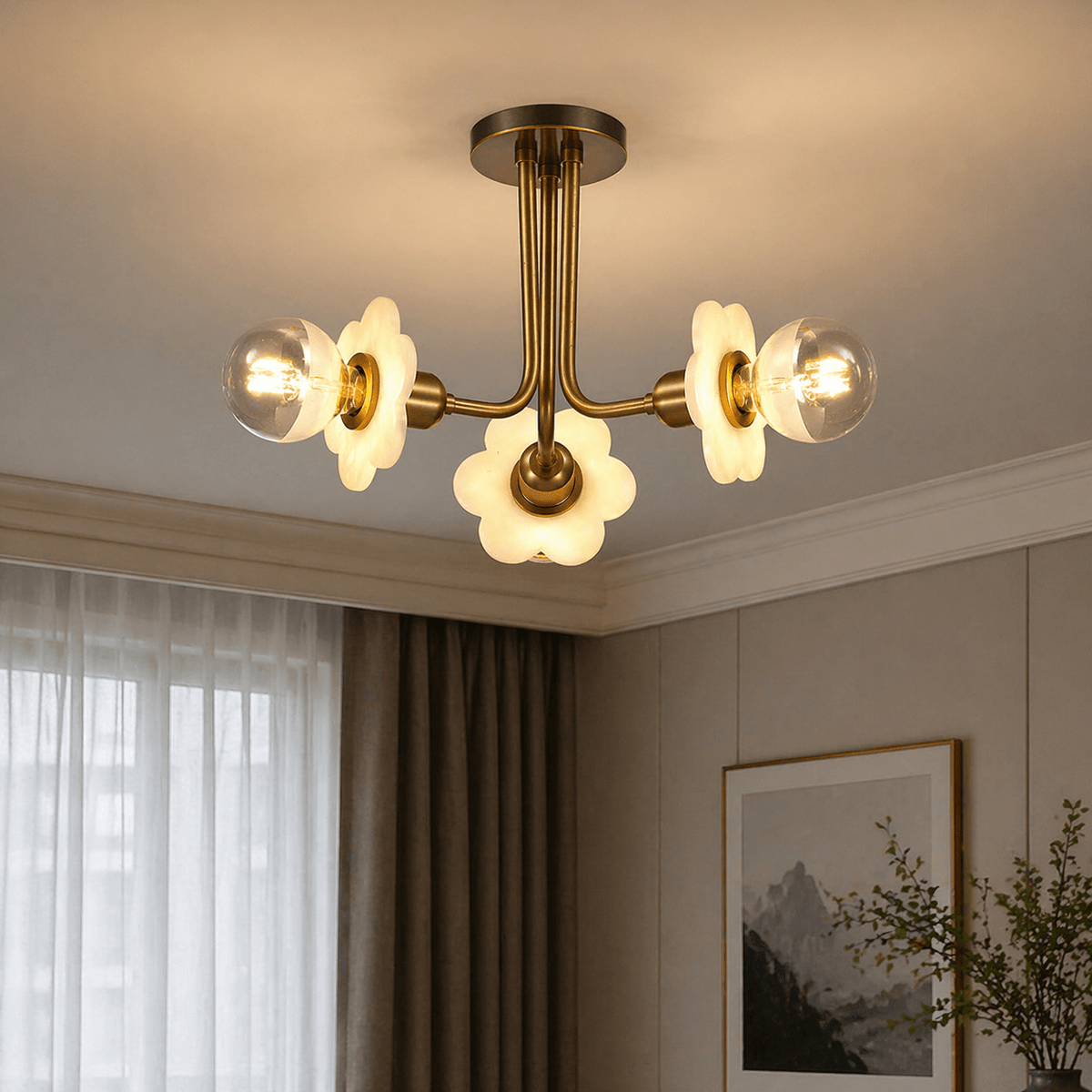 Ceiling 3-orb Alabaster - Blushlighting