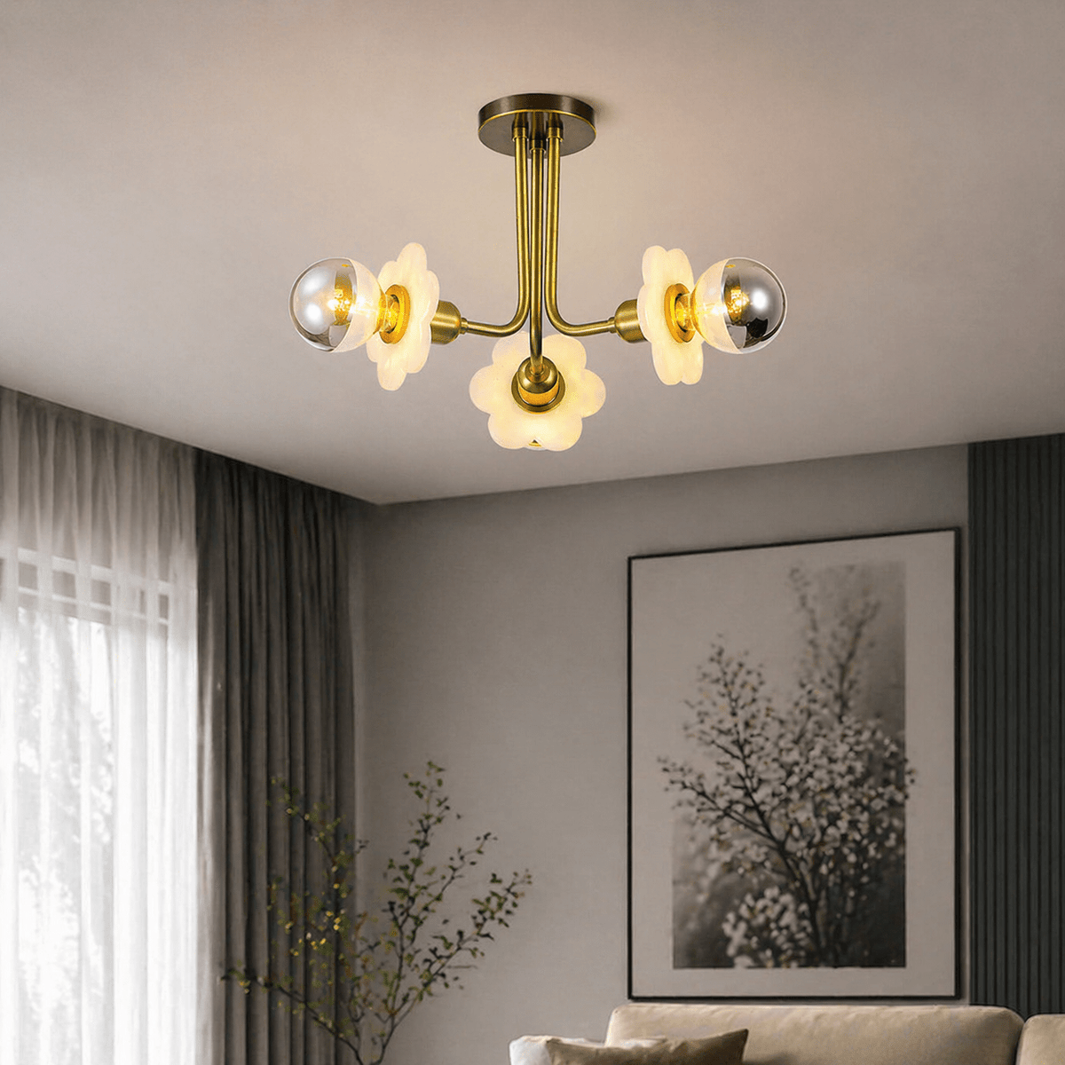 Ceiling 3-orb Alabaster - Blushlighting
