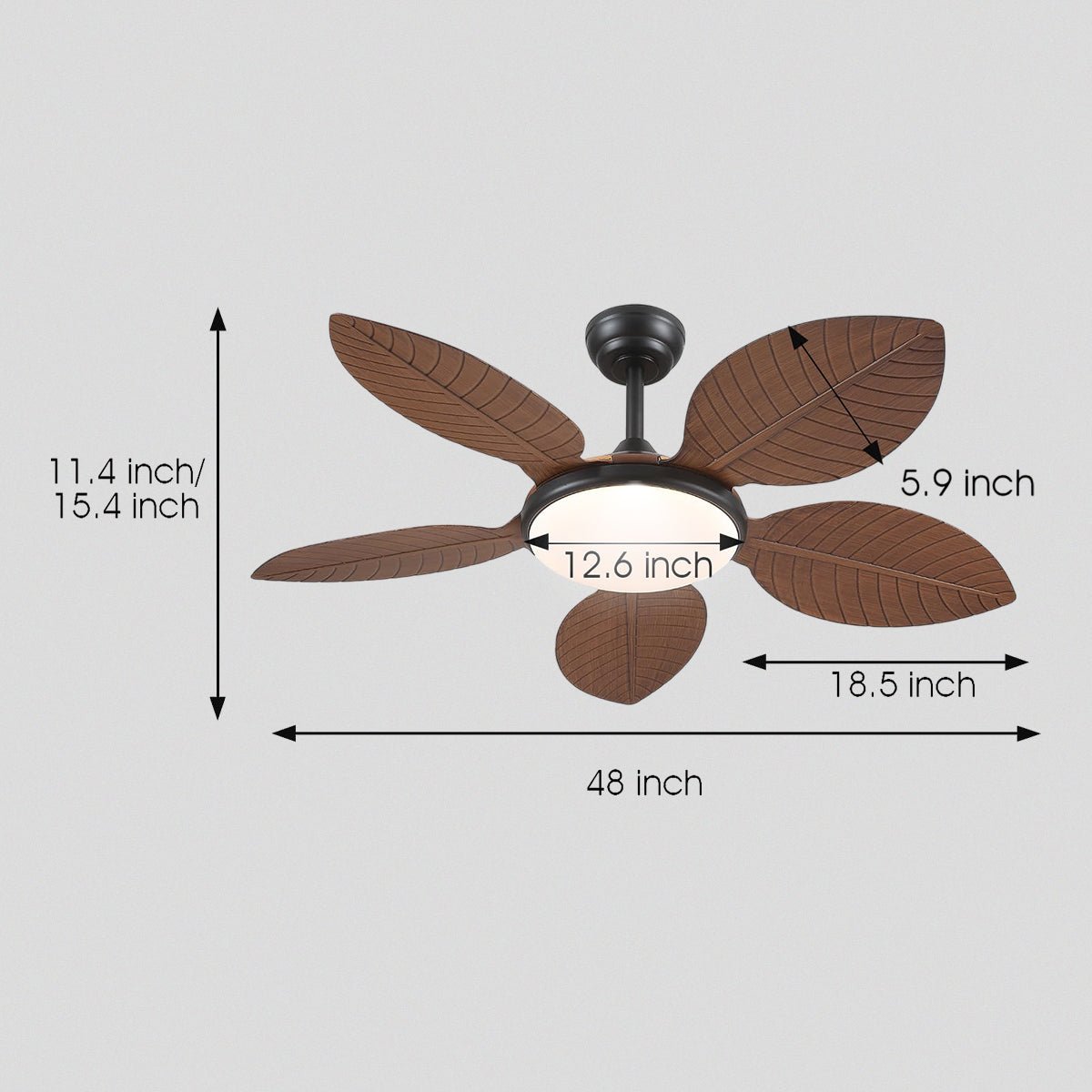 Ceiling Fan Palm Leaf Ceiling Fan 6 Speeds Reversible Ceiling Fans with Lights 48" - Blushlighting