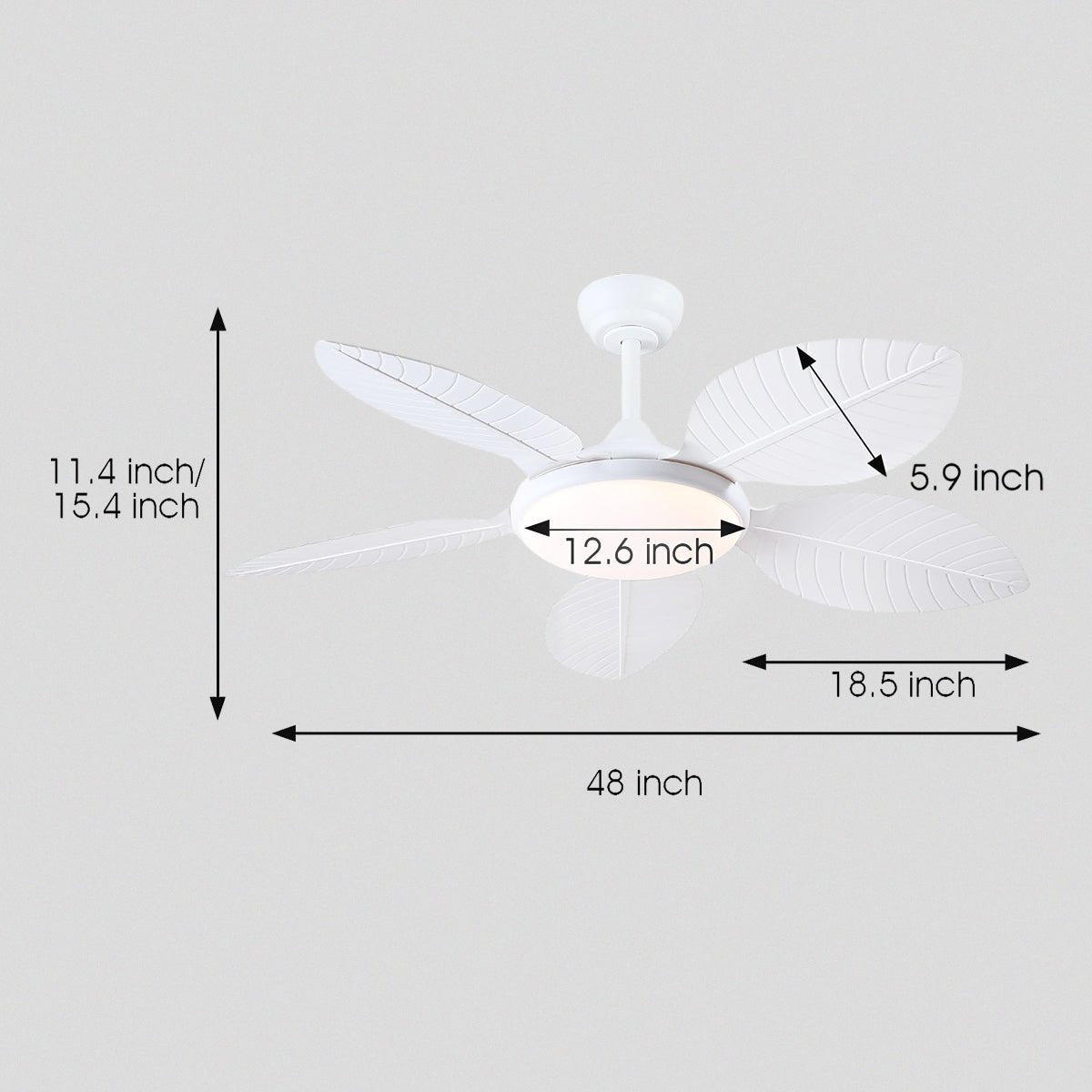 Ceiling Fan Palm Leaf Ceiling Fan 6 Speeds Reversible Ceiling Fans with Lights 48" - Blushlighting