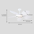 Ceiling Fan Palm Leaf Ceiling Fan 6 Speeds Reversible Ceiling Fans with Lights 48" - Blushlighting
