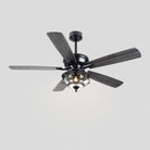 Ceiling Fans with Light and Remote Waterproof Wet Rated Ceiling Fan, 6 Speeds Modern Black Fan Lights 52" - Blushlighting