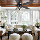 Ceiling Fans with Light and Remote Waterproof Wet Rated Ceiling Fan, 6 Speeds Modern Black Fan Lights 52" - Blushlighting