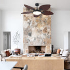 Ceiling Fans with Lights Palm Leaf Ceiling Fan for Patios Porch 6 Speeds, Reversible 52" - BrownBlushlighting