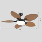 Ceiling Fans with Lights Palm Leaf Ceiling Fan for Patios Porch 6 Speeds, Reversible 52" - Blushlighting