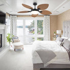 Ceiling Fans with Lights Palm Leaf Ceiling Fan for Patios Porch 6 Speeds, Reversible 52" - Light BrownBlushlighting