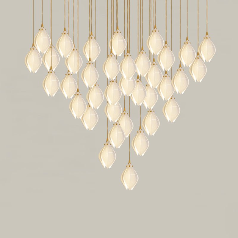Celeste Flora Pendant Light - 18 heads Round Canopy ∅ 19.7″Small ∅ 4.7″ x H 7.9″Chrome & WhiteBlushlighting