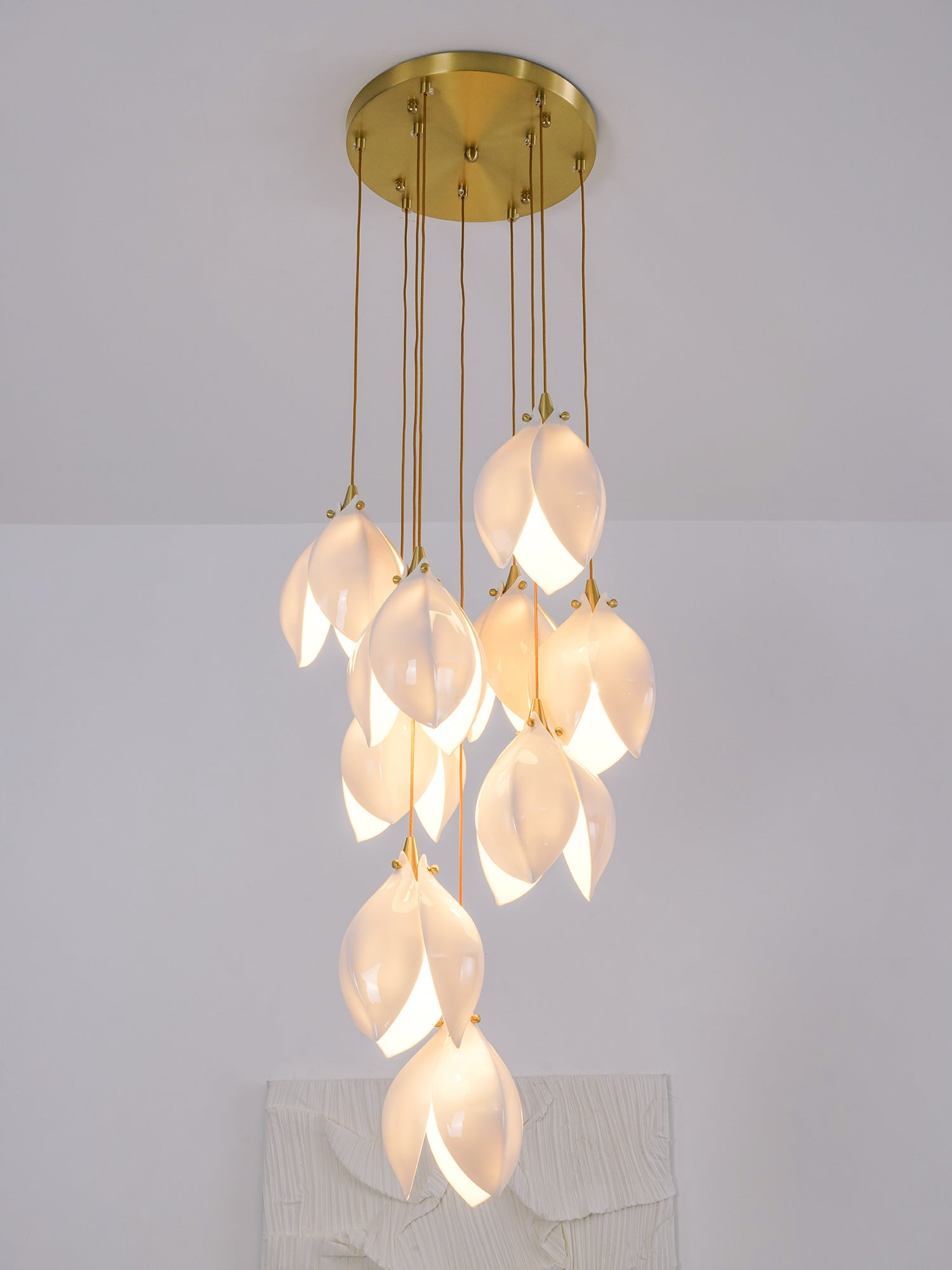 Celeste Flora Pendant Light - 1 head Round Canopy ∅ 4.7″Small ∅ 4.7″ x H 7.9″Brass & WhiteBlushlighting