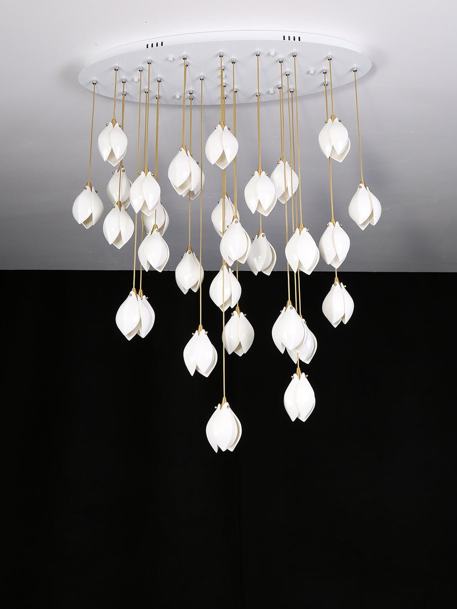 Celeste Flora Pendant Light - 1 head Round Canopy ∅ 4.7″Small ∅ 4.7″ x H 7.9″Brass & WhiteBlushlighting