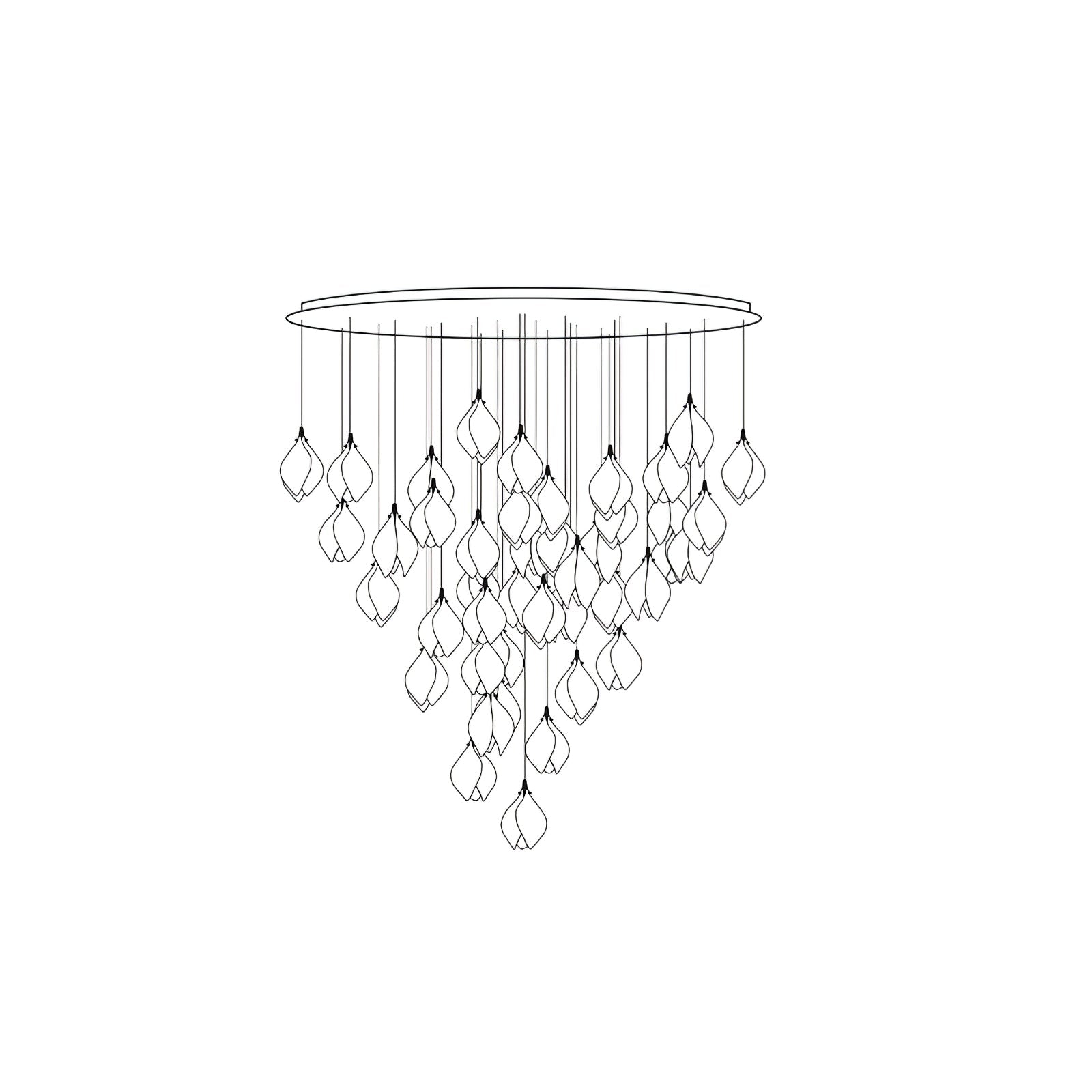 Celeste Flora Pendant Light - 18 heads Round Canopy ∅ 19.7″Small ∅ 4.7″ x H 7.9″Chrome & WhiteBlushlighting