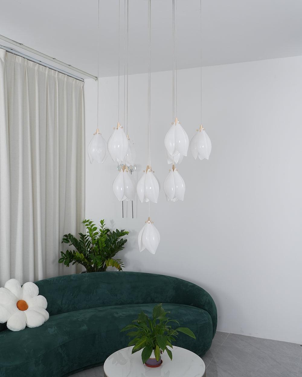 Celeste Flora Pendant Light - 1 head Round Canopy ∅ 4.7″Small ∅ 4.7″ x H 7.9″Brass & WhiteBlushlighting