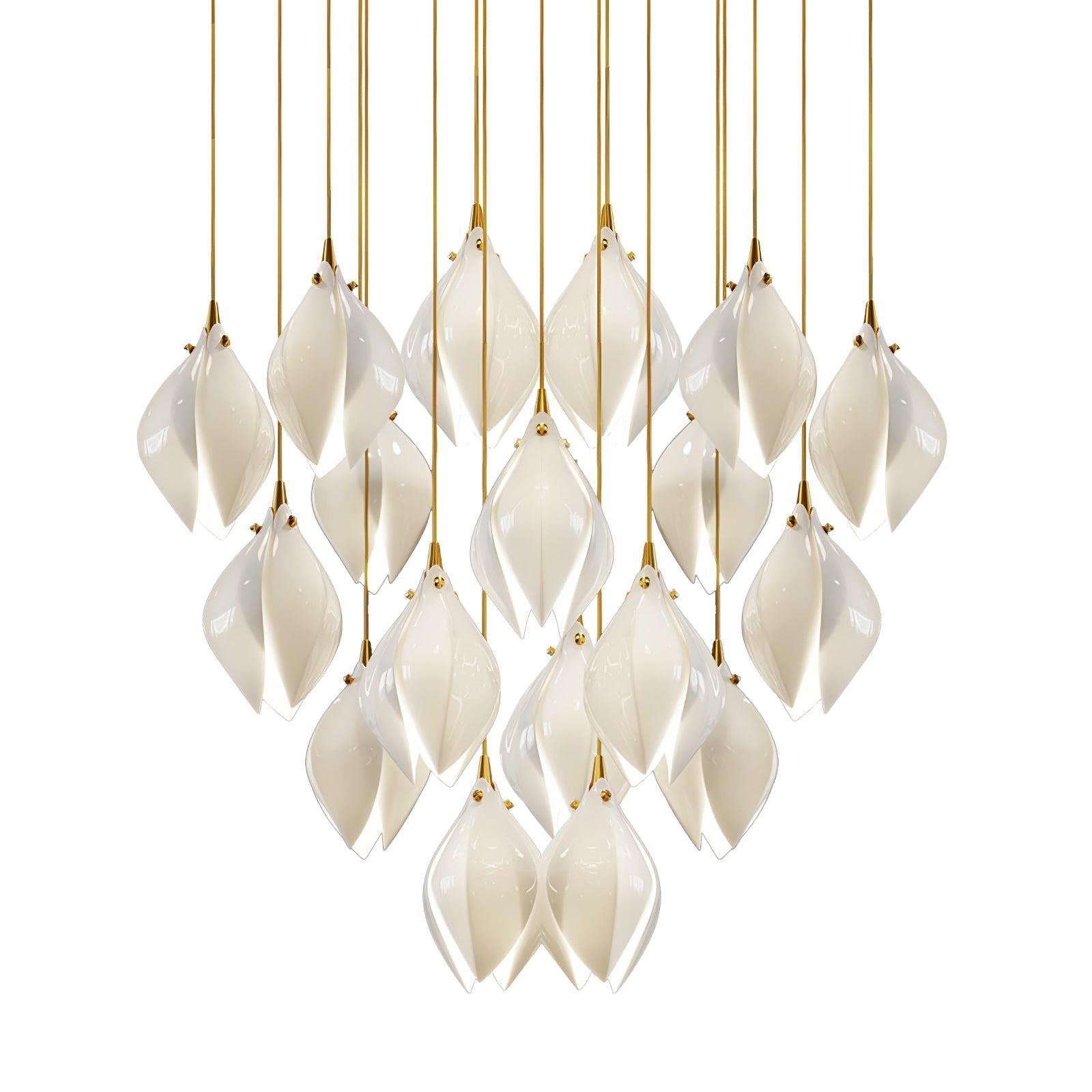 Celeste Flora Pendant Light - 9 heads Round Canopy ∅ 15.7″Small ∅ 4.7″ x H 7.9″Chrome & WhiteBlushlighting