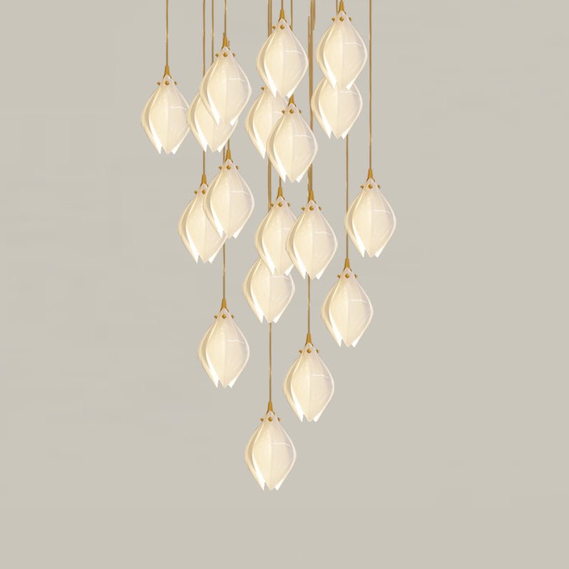 Celeste Flora Pendant Light - 18 heads Round Canopy ∅ 19.7″Small ∅ 4.7″ x H 7.9″Chrome & WhiteBlushlighting