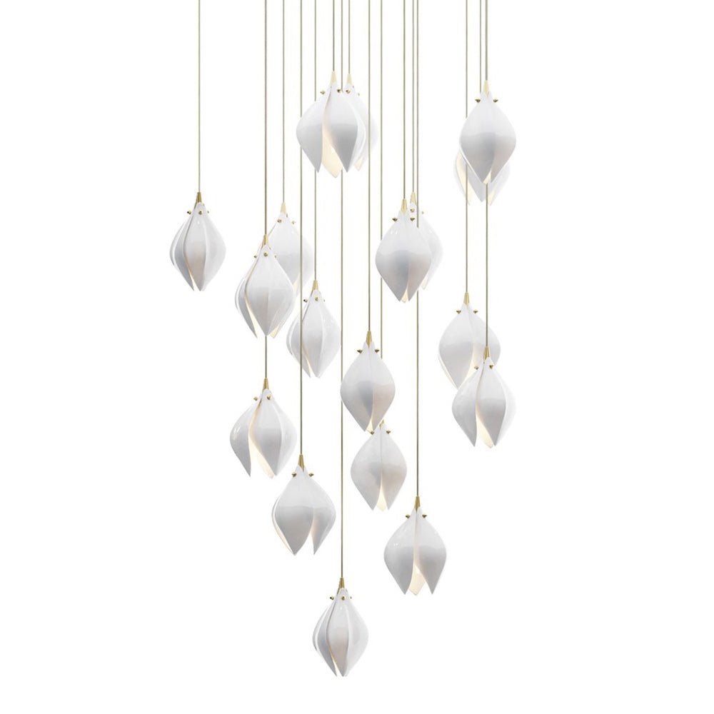 Celeste Flora Pendant Light - 10 heads Long Canopy ∅ 48″Small ∅ 4.7″ x H 7.9″Brass & WhiteBlushlighting