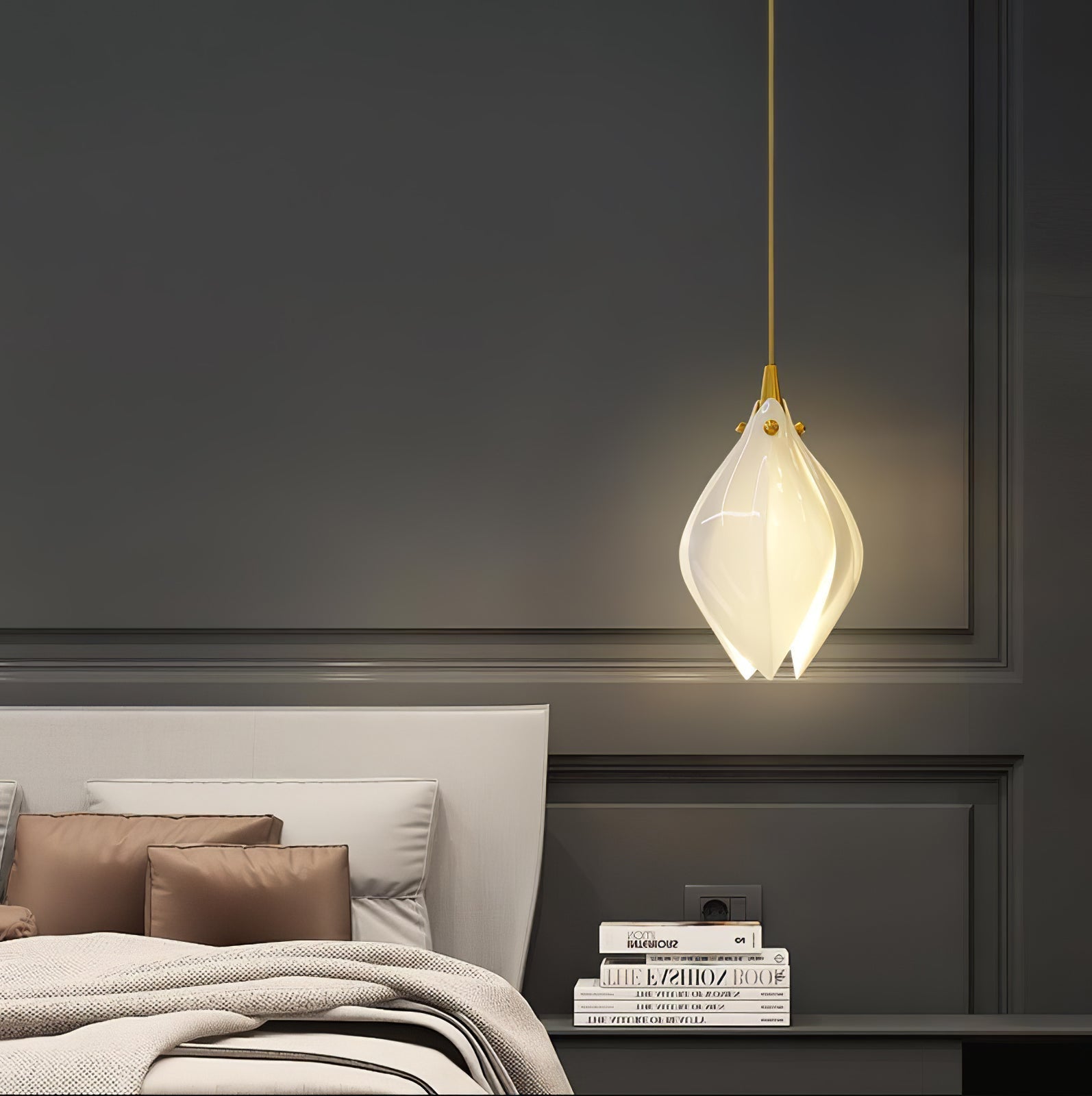 Celeste Flora Pendant Light - 1 head Round Canopy ∅ 4.7″Small ∅ 4.7″ x H 7.9″Brass & WhiteBlushlighting