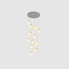 Celeste Flora Pendant Light - 9 heads Round Canopy ∅ 15.7″Small ∅ 4.7″ x H 7.9″Chrome & WhiteBlushlighting