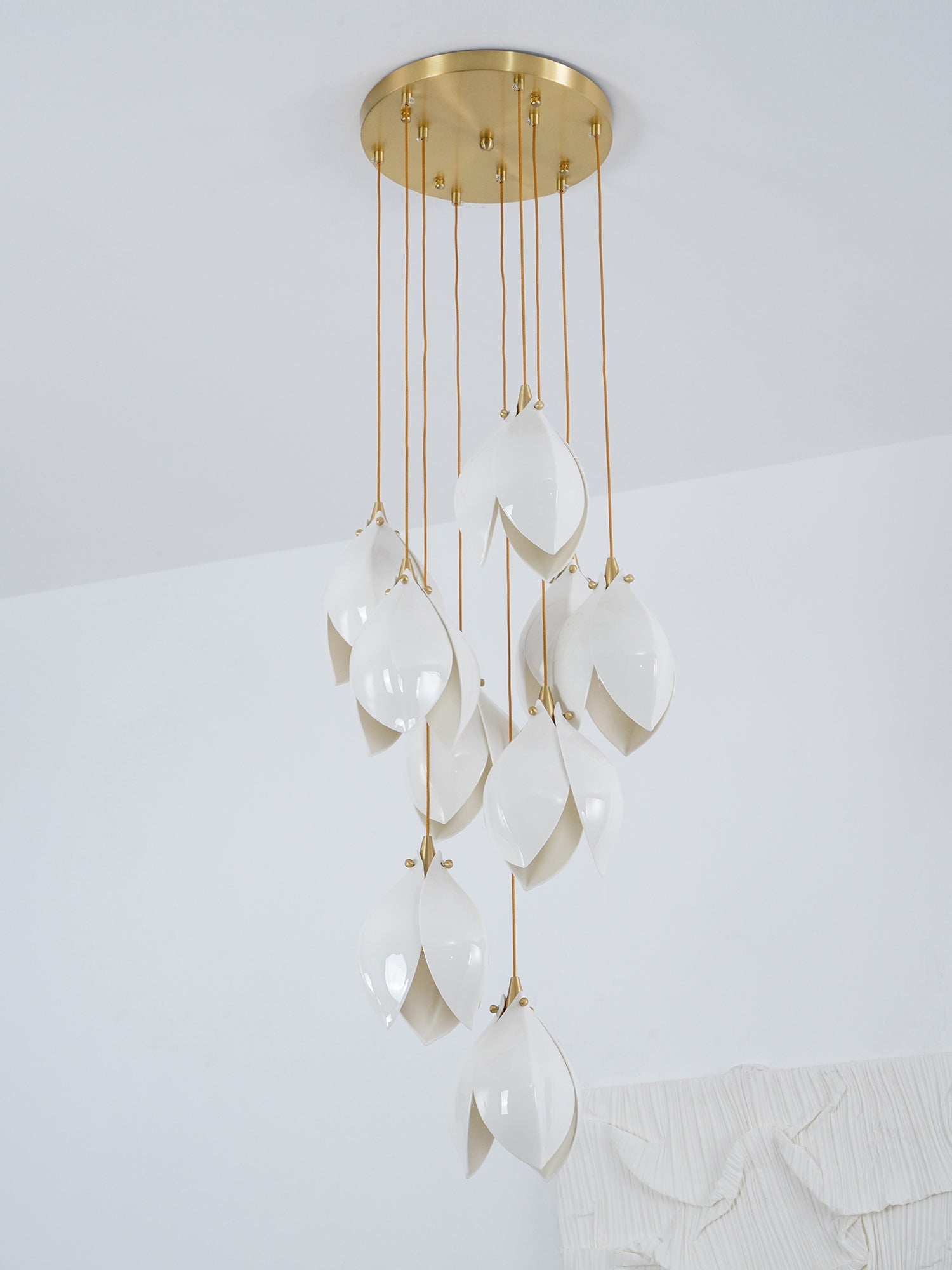 Celeste Flora Pendant Light - 1 head Round Canopy ∅ 4.7″Small ∅ 4.7″ x H 7.9″Brass & WhiteBlushlighting