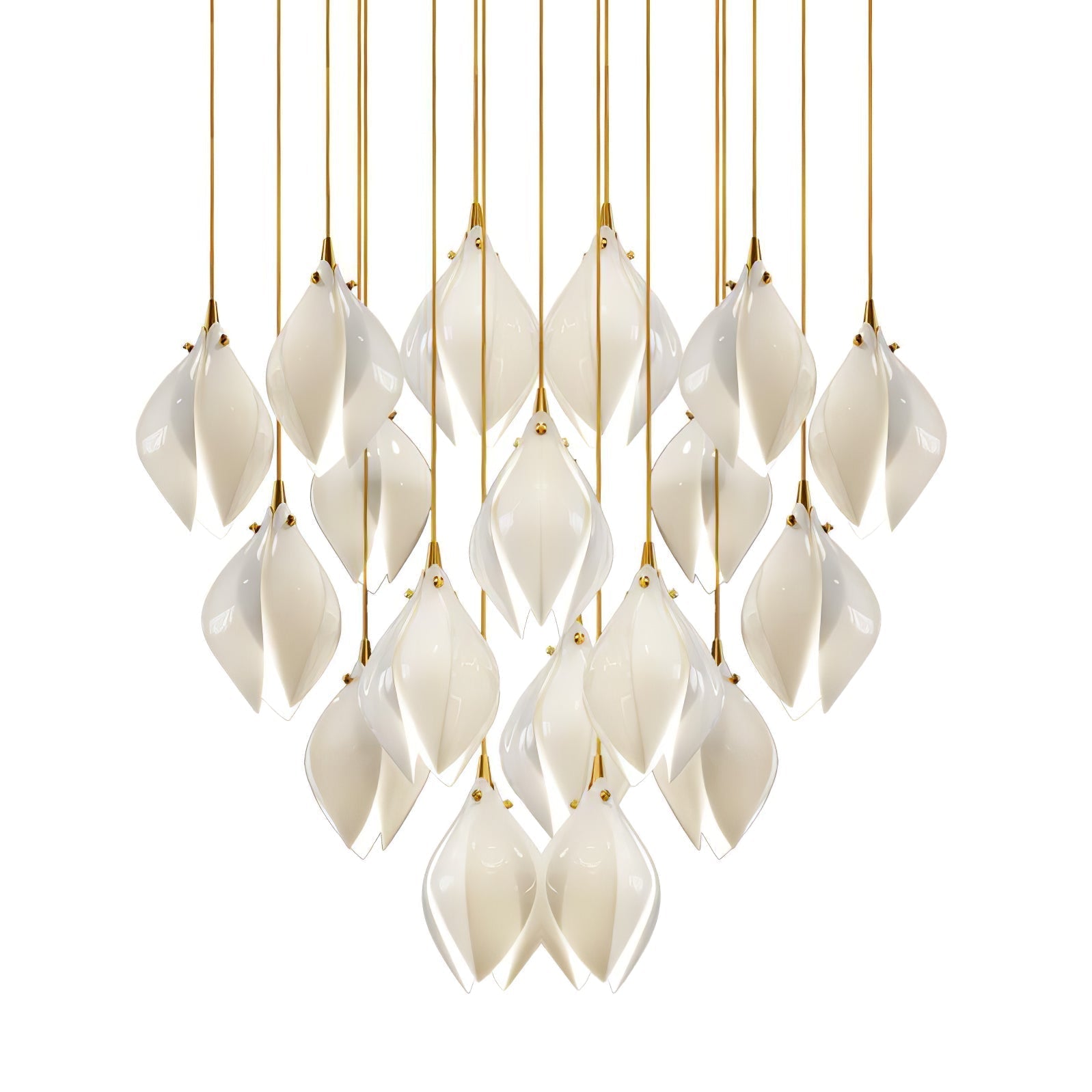 Celeste Flora Pendant Light - 18 heads Round Canopy ∅ 19.7″Small ∅ 4.7″ x H 7.9″Chrome & WhiteBlushlighting