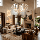 Celestia LED Glass Rain Chandelier - L 59.1″ × W 19.7″ × H 47.2″Gold & ClearWarm LightBlushlighting