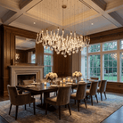 Celestia LED Glass Rain Chandelier - L 47.2″ × W 13.8″ × H 39.4″Gold & ClearWarm LightBlushlighting