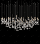 Celestia LED Glass Rain Chandelier - L 59.1″ × W 19.7″ × H 47.2″Gold & ClearWarm LightBlushlighting