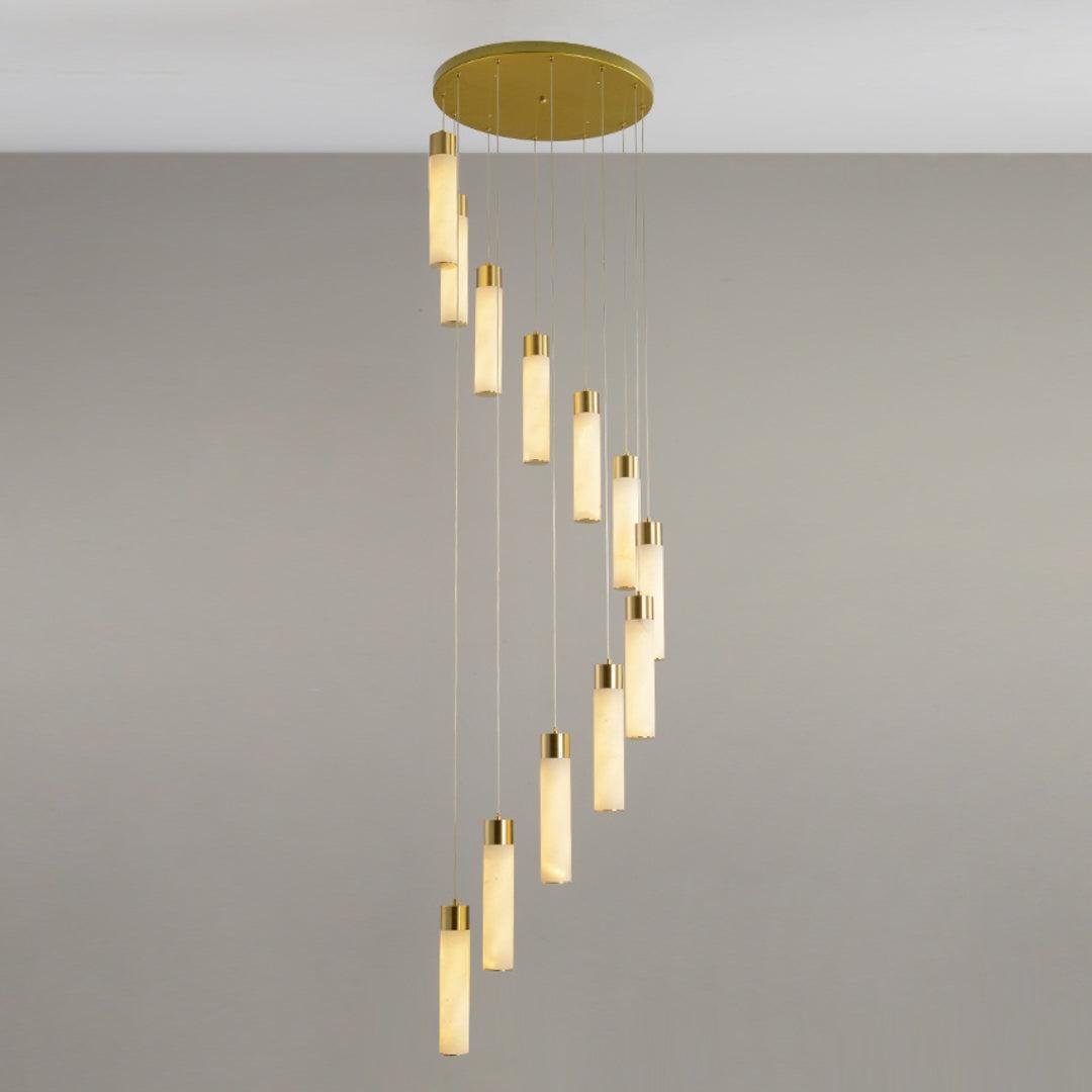 Celestial Alabaster Cascade Chandelier-Chandelier-Blushlighting-Dia 31.5″(40cm)-Gold-Blushlighting