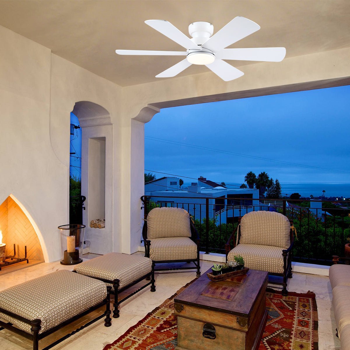 Celestial Wind Ceiling Fans with Lights - Wood GrainBlushlighting