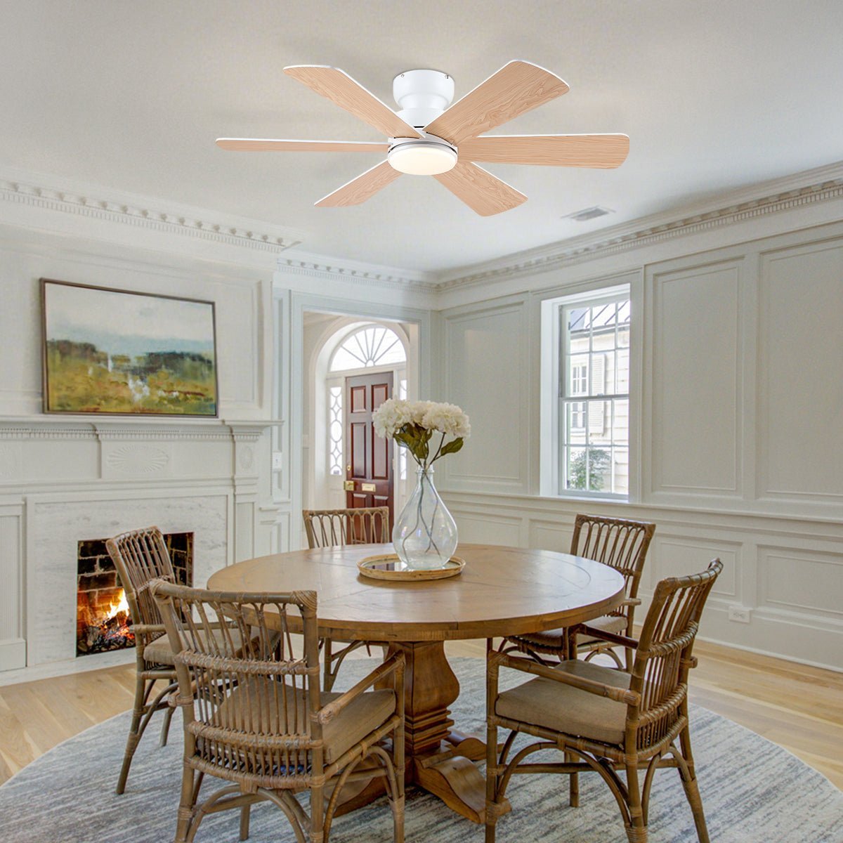 Celestial Wind Ceiling Fans with Lights - Wood GrainBlushlighting