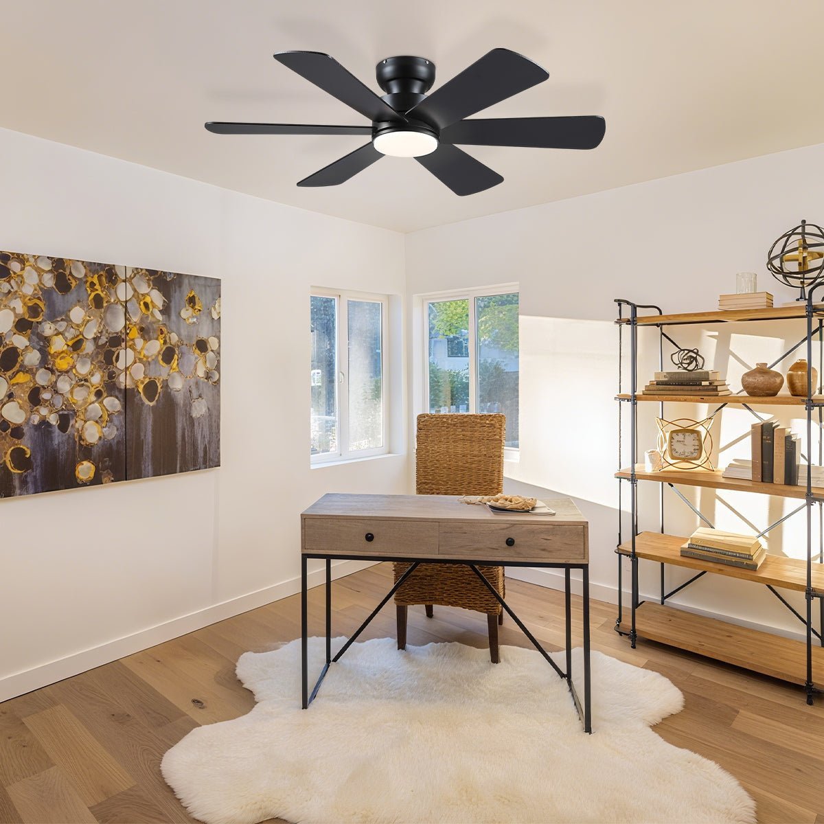 Celestial Wind Ceiling Fans with Lights - Wood GrainBlushlighting