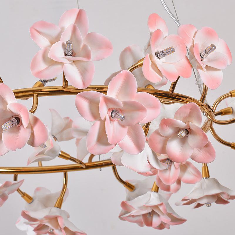 Ceramic Blossom Flower Round Bedroom Chandelier - Blushlighting