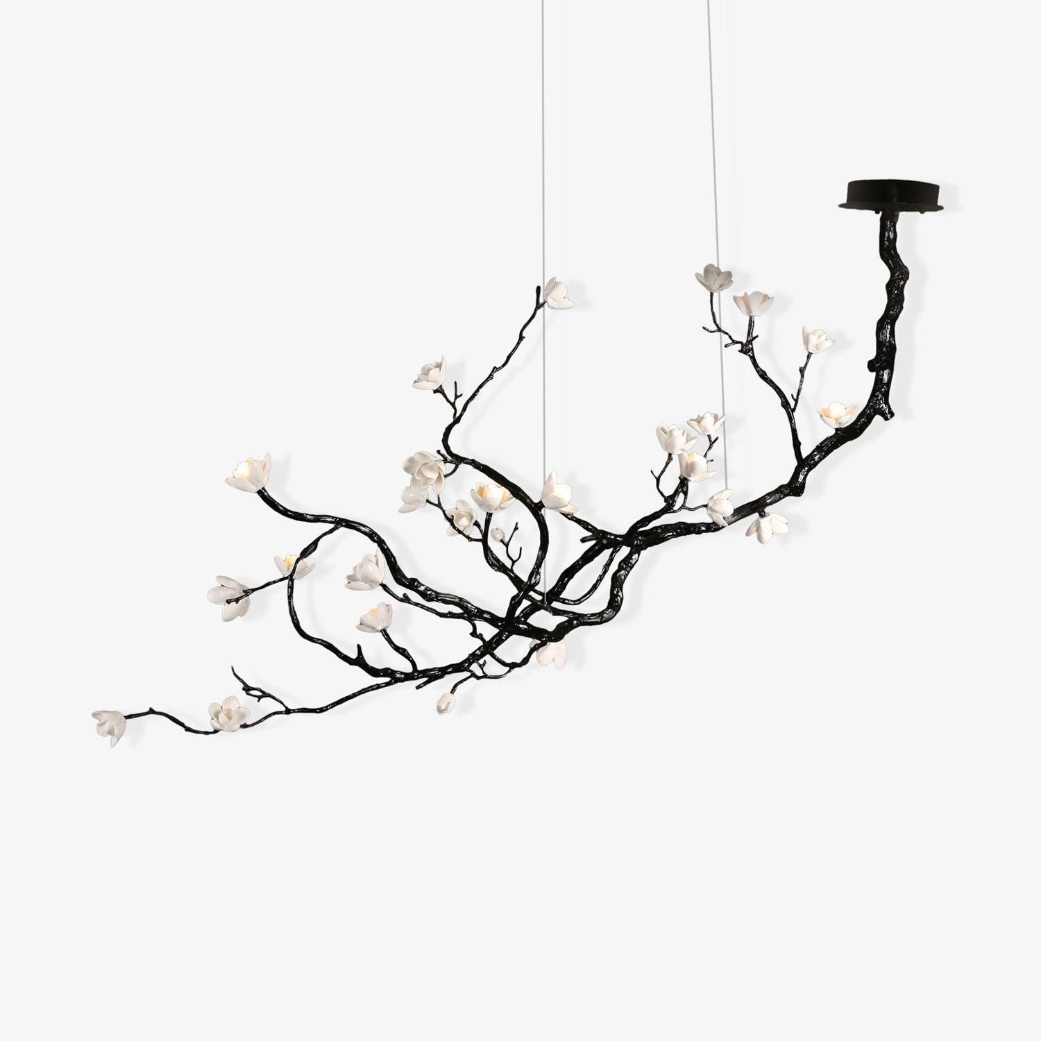 Ceramic Flower Chandelier - L 72.8″ x W 35.4″ x H 49.2″ / L 185cm x W 90cm x H 125cmBrass stained blackBlushlighting