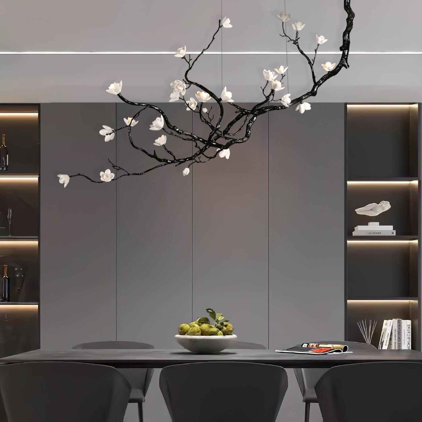 Ceramic Flower Chandelier - L 72.8″ x W 35.4″ x H 49.2″ / L 185cm x W 90cm x H 125cmBrass stained blackBlushlighting