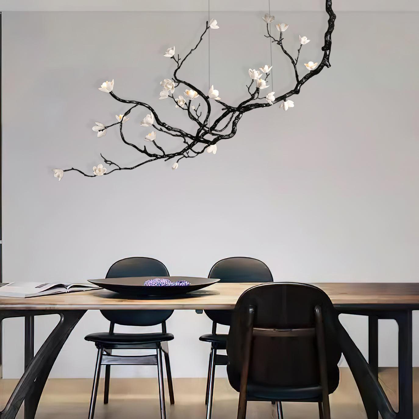 Ceramic Flower Chandelier - L 72.8″ x W 35.4″ x H 49.2″ / L 185cm x W 90cm x H 125cmBrass stained blackBlushlighting