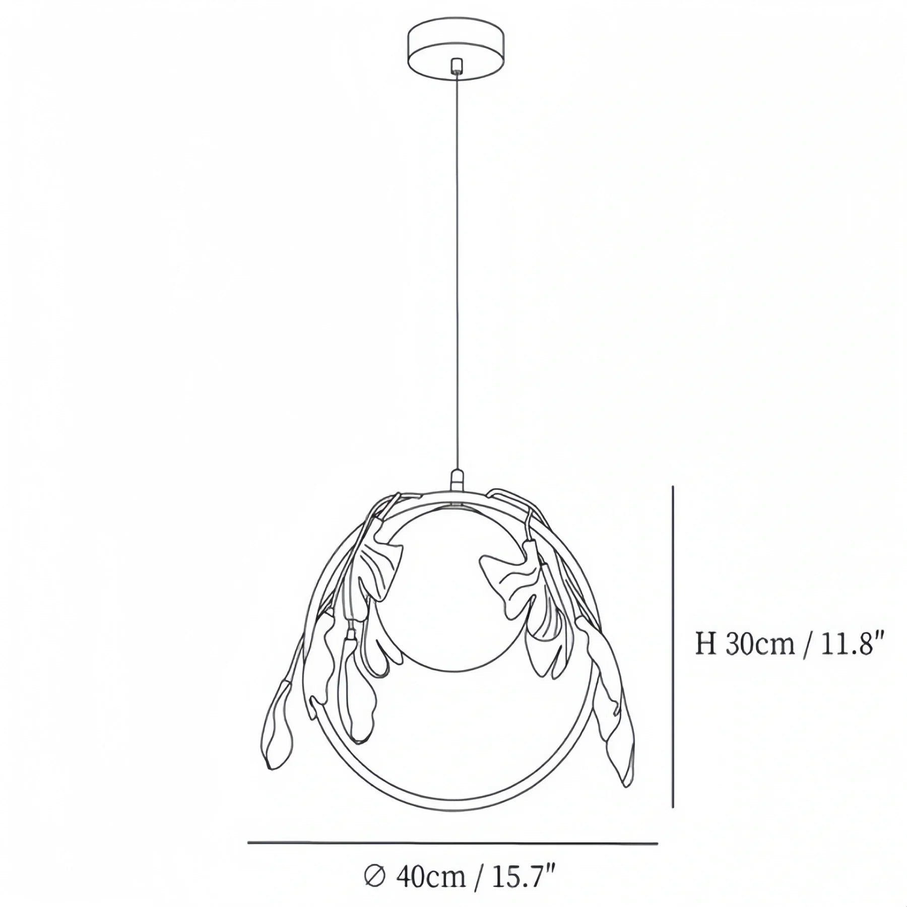 Ceramic Gingko Pendant Lamp - Model A ∅ 15.7″ X H 11.8″ / Dia 40cm X H 30cmBlushlighting