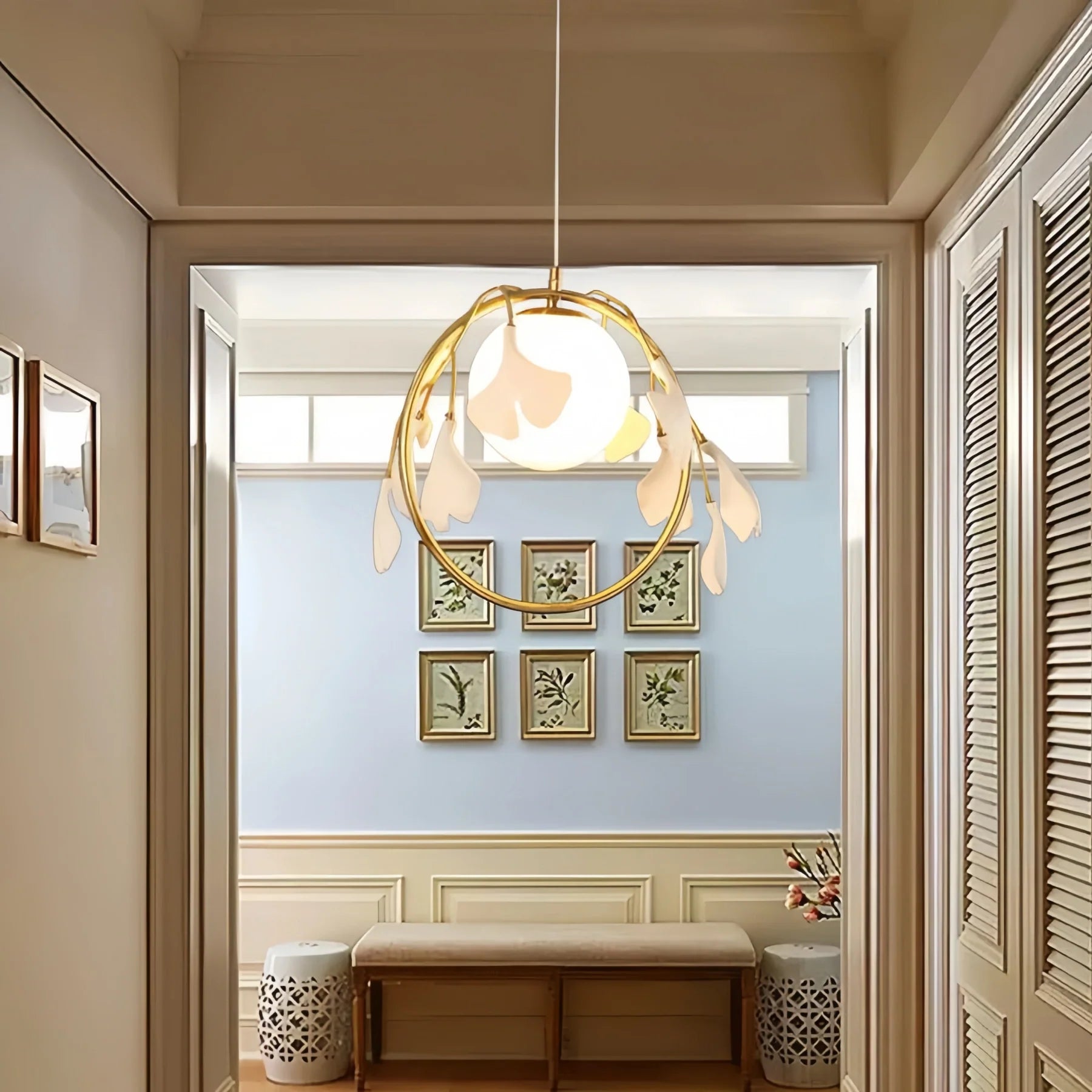 Ceramic Gingko Pendant Lamp-Model B ∅ 15.7″ X H 11.8″ / Dia 40cm X H 30cm-