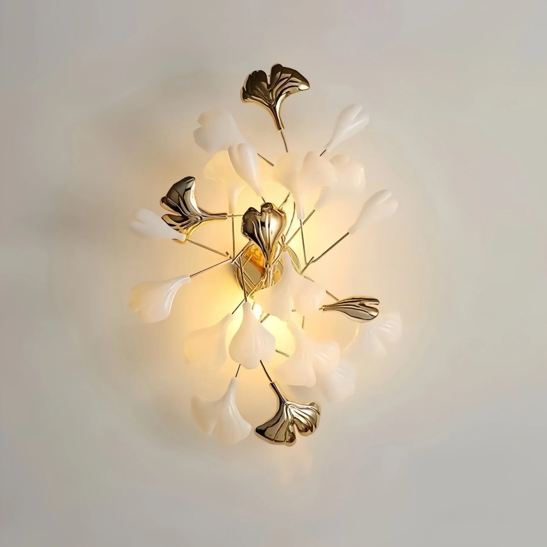 Ceramic Gingko Wall Lamp-Dia 40cm X H 60cm-