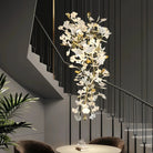 Ceramic Ginkgo Cascading A Branch Chandelier - All white leavesH150CM (H59")Blushlighting