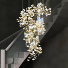 Ceramic Ginkgo Cascading B (Spiral) Branch Chandelier - All white leavesH200CM (H78¾")Blushlighting